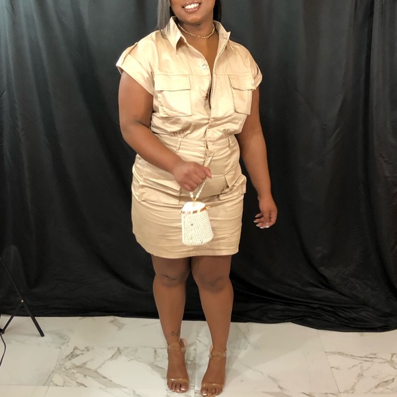 khaki cargo dress camel tan - Picture 4 of 6